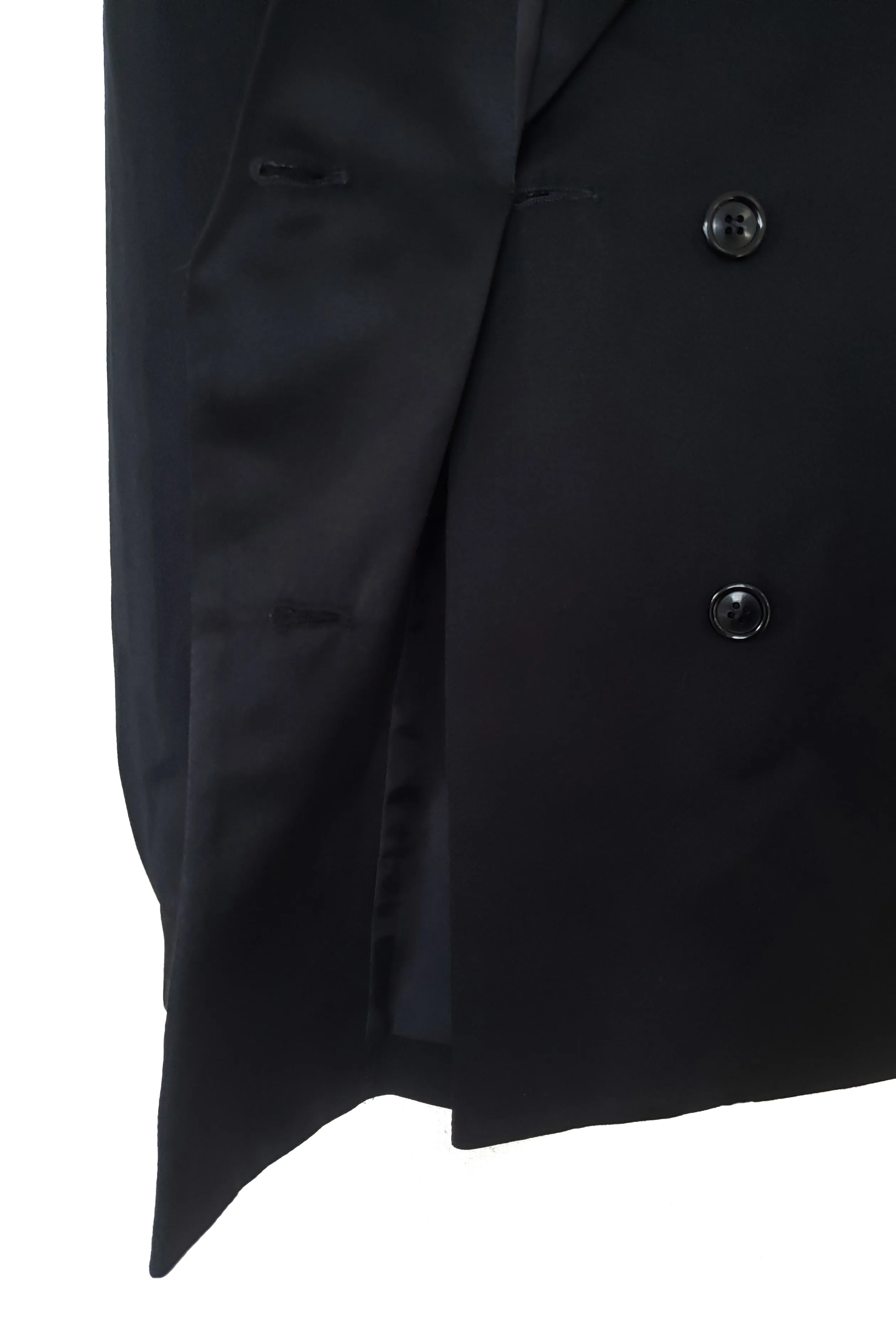1980s Vintage Black Wool Tuxedo Style Jacket by Designer Guy Laroche, Medium to Large