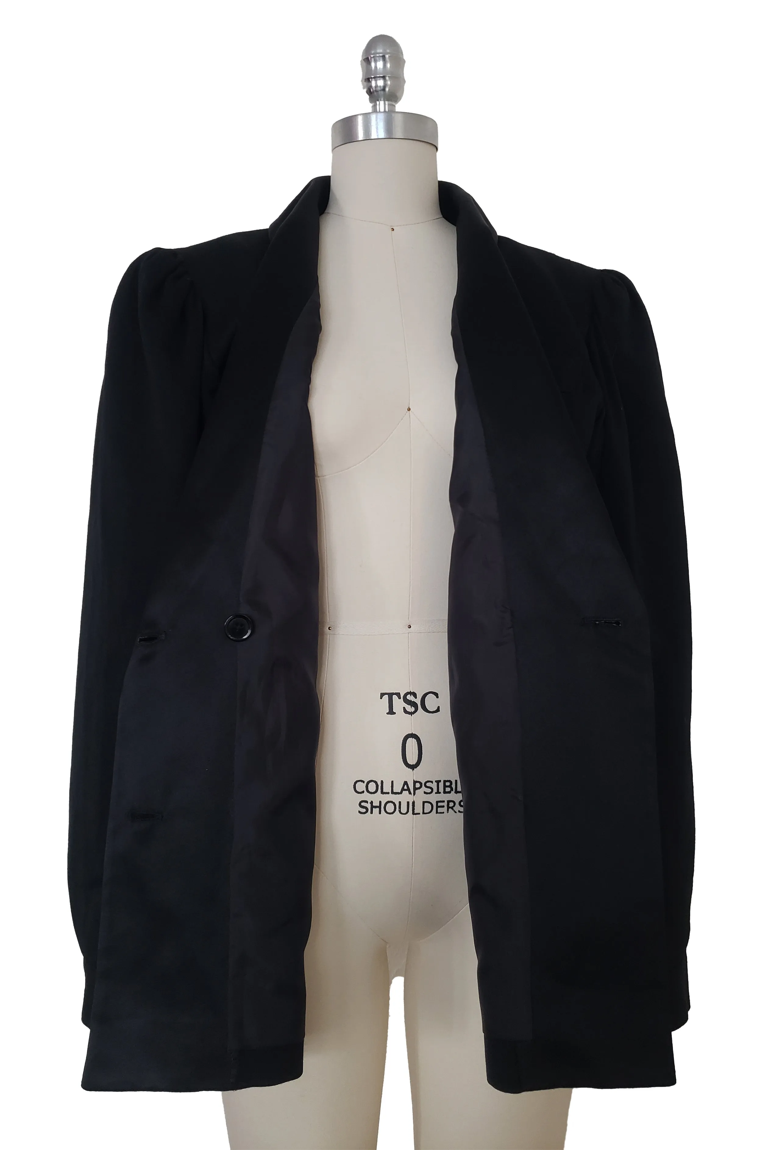 1980s Vintage Black Wool Tuxedo Style Jacket by Designer Guy Laroche, Medium to Large