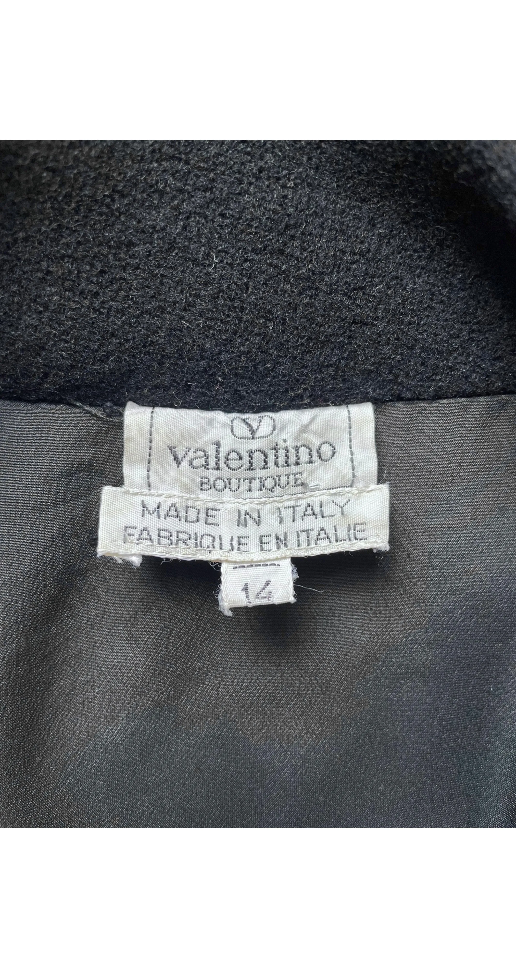 1991-92 F/W Rope Trim Black Wool Collared Oversized Coat