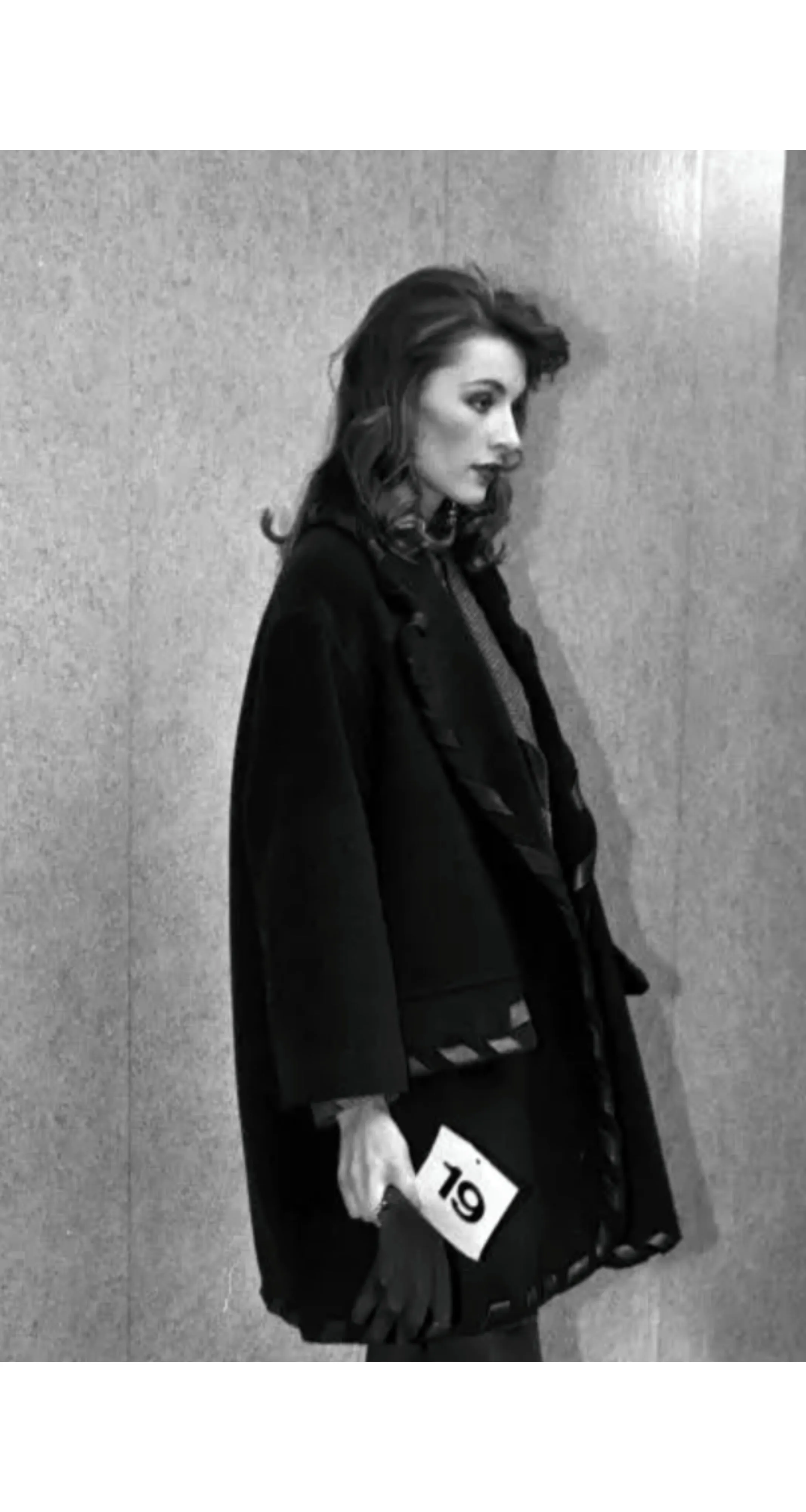 1991-92 F/W Rope Trim Black Wool Collared Oversized Coat