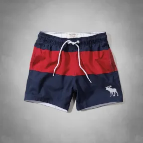 Abercrombie and Fitch Epic Flex Classic Fit Swim Shorts Black and Orange