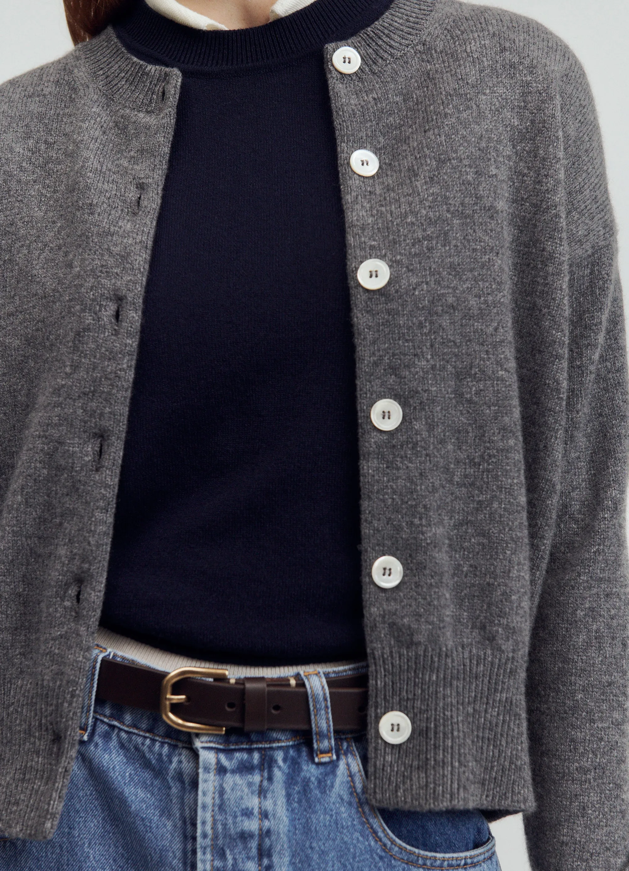 Ada Crewneck Cardigan in Grey