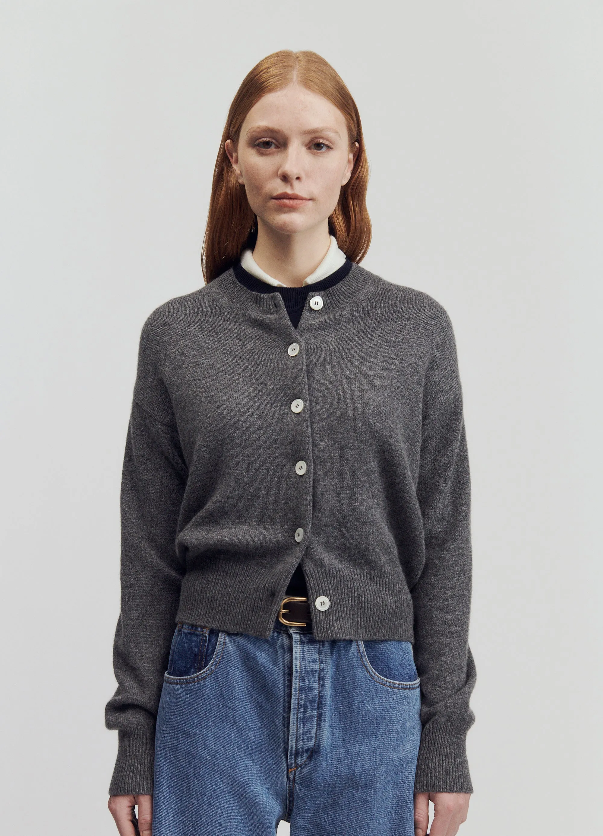 Ada Crewneck Cardigan in Grey