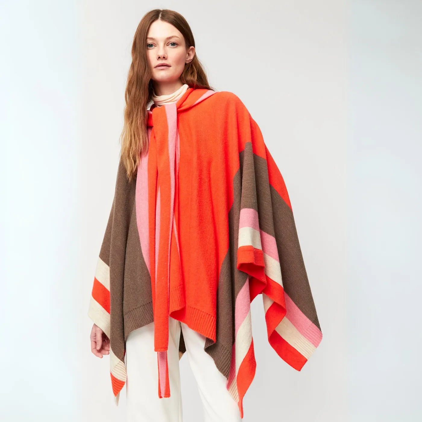 Aldo Martins Striped Coral Caraz Poncho