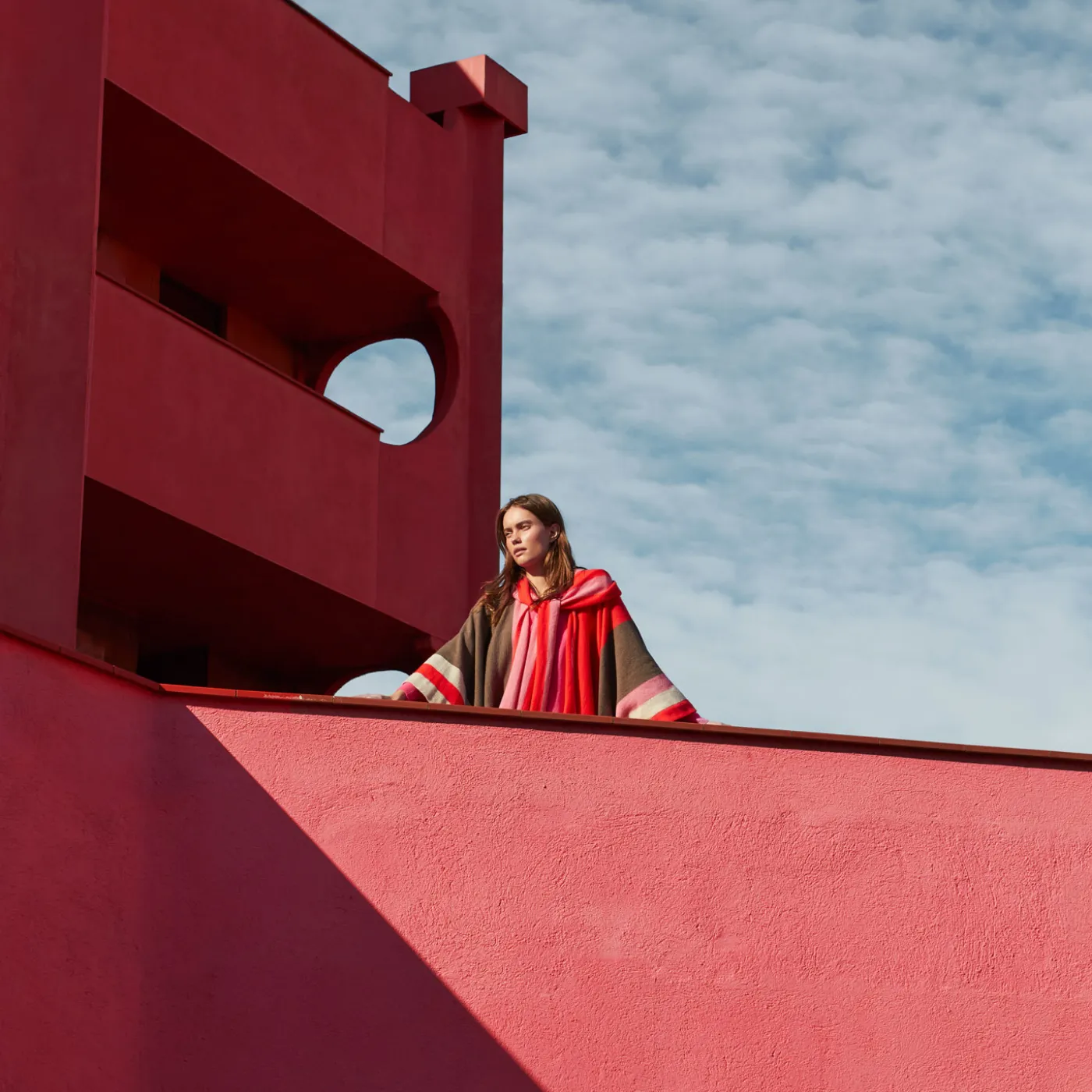 Aldo Martins Striped Coral Caraz Poncho