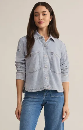 All Day Cropped Knit Denim Jacket Washed Indigo By Z Supply
