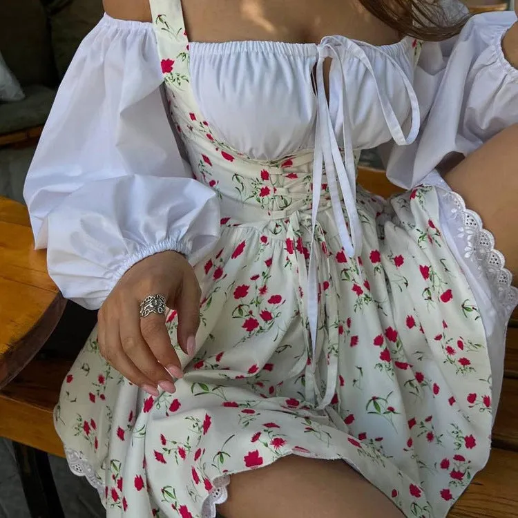 Annie Printed Bandeau 2 Piece-Set Mini Dress
