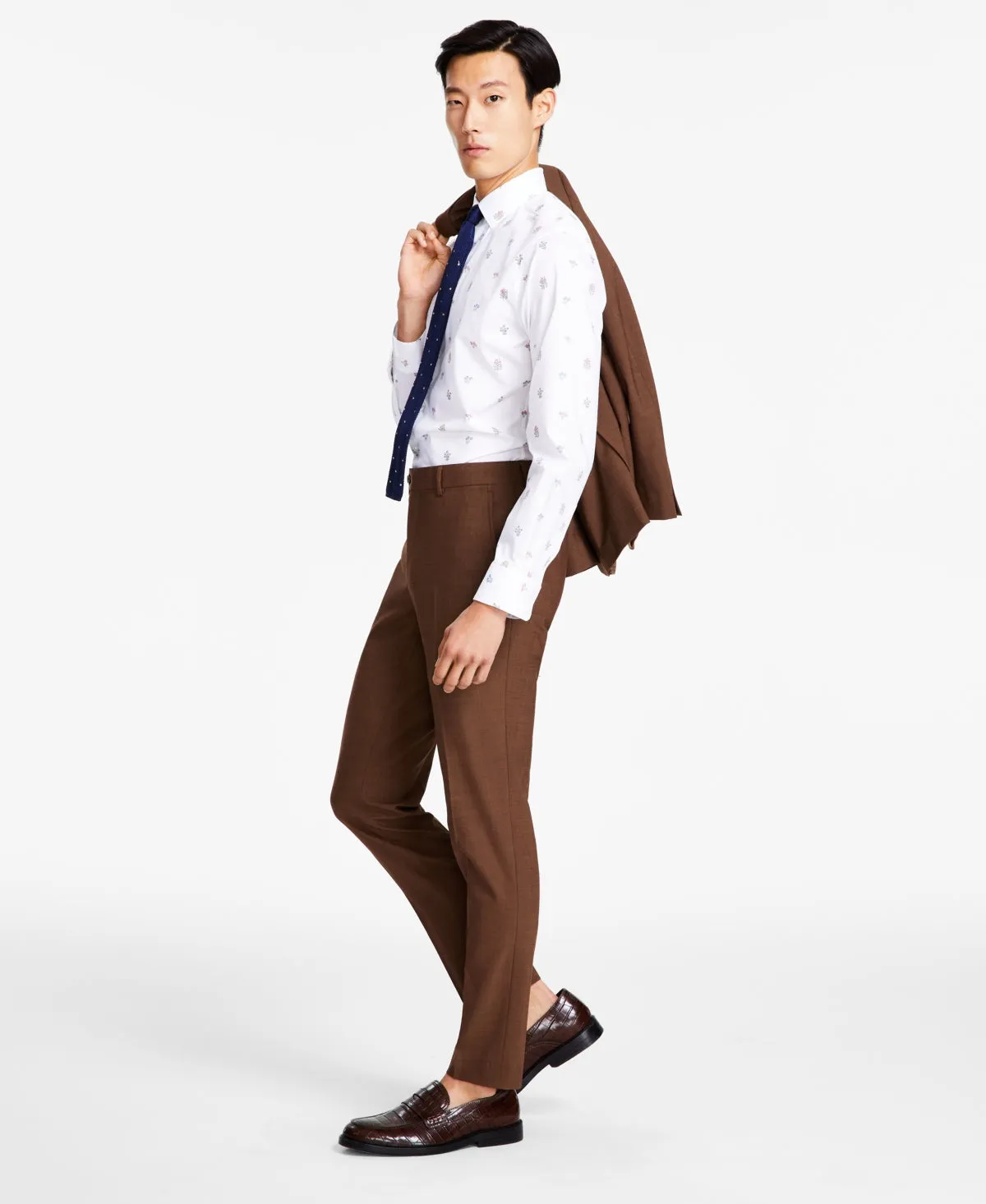 Bar Iii Mens Slim fit Dress Pants 30 / 32 Brown Solid
