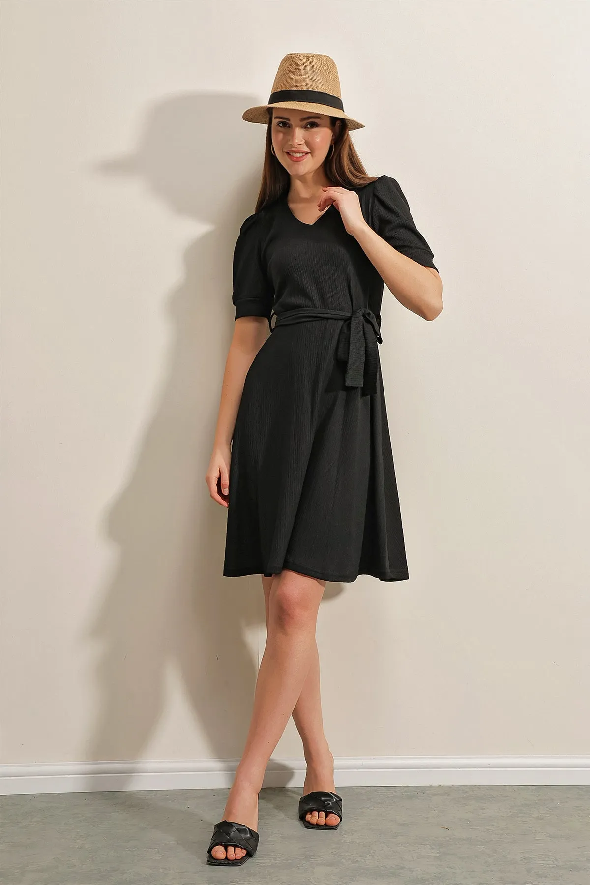 BGD Women Belted Knit Dress - Black - Avondale