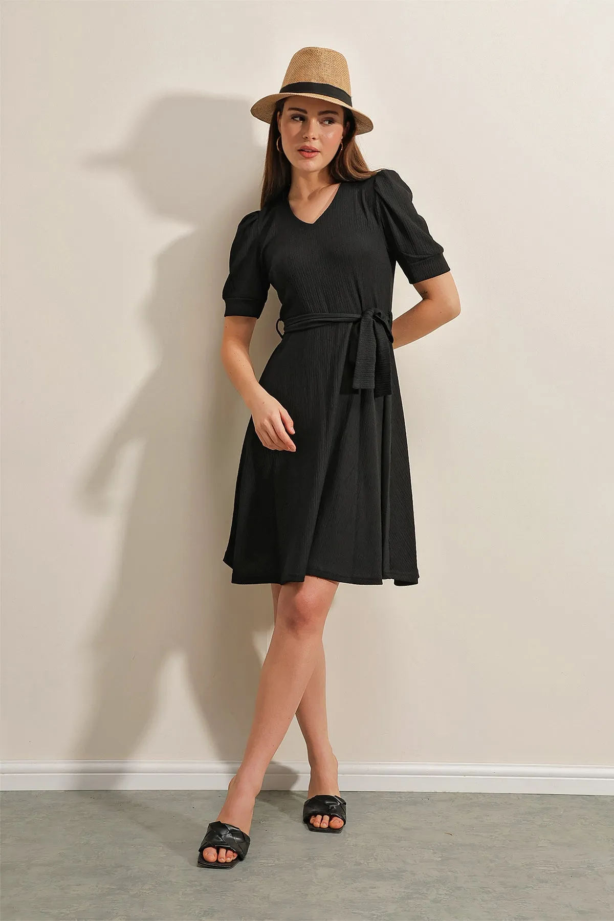 BGD Women Belted Knit Dress - Black - Avondale