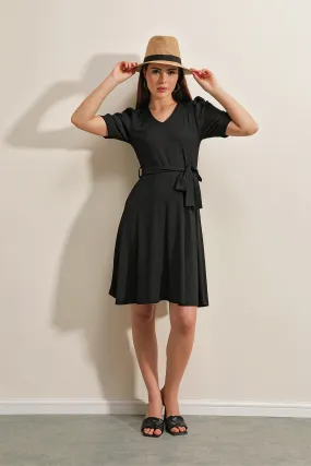 BGD Women Belted Knit Dress - Black - Avondale