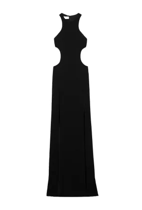 Black Racerback Side Hip Cut-out Long Dress