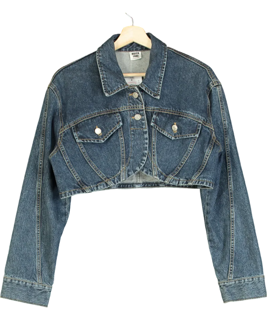 Brick Lane Blue Cropped Abstract Deni Jacket UK S/M