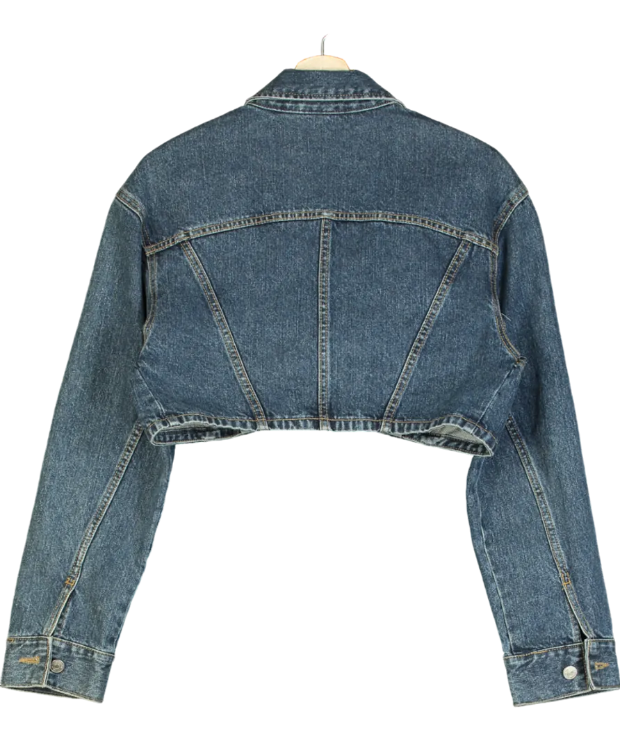 Brick Lane Blue Cropped Abstract Deni Jacket UK S/M