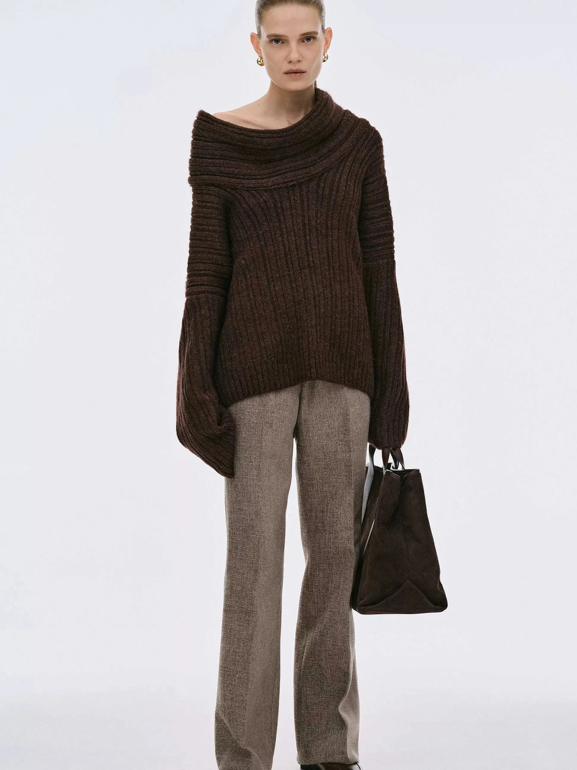 Brit & Boho™ I Becca Oversized High Roll Knit Pullover