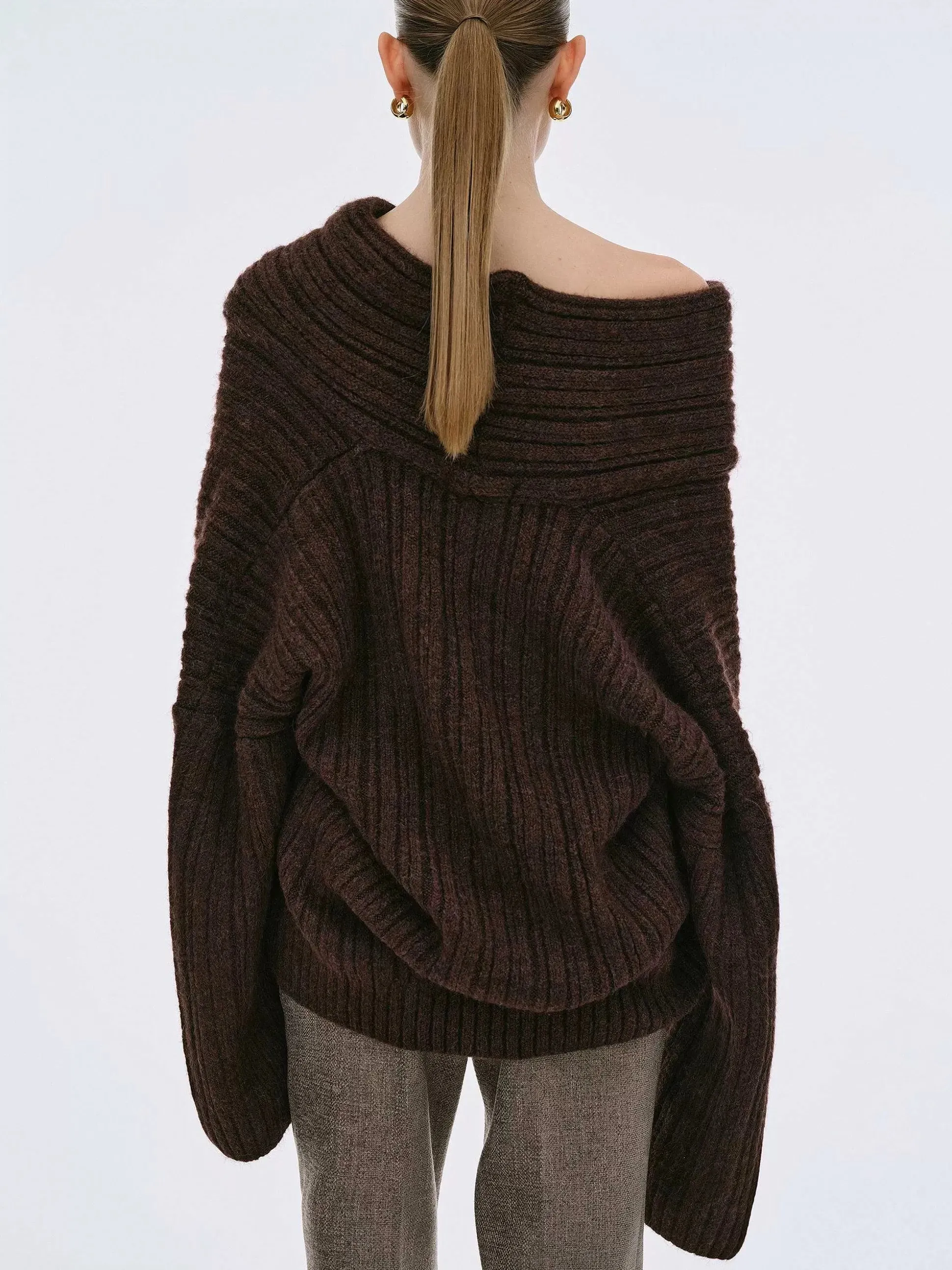 Brit & Boho™ I Becca Oversized High Roll Knit Pullover