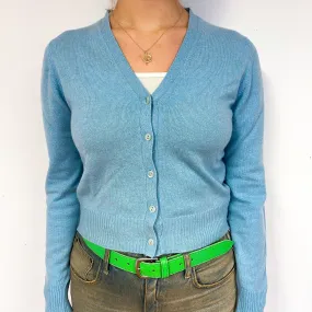 Brora Opal Green Cashmere V-Neck Cardigan Small