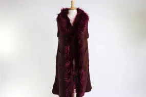 Burgundy Vest Poncho with Fur #VST2145 (PC)