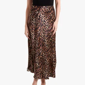 Cheetah Print Bias Cut Satin Skirt