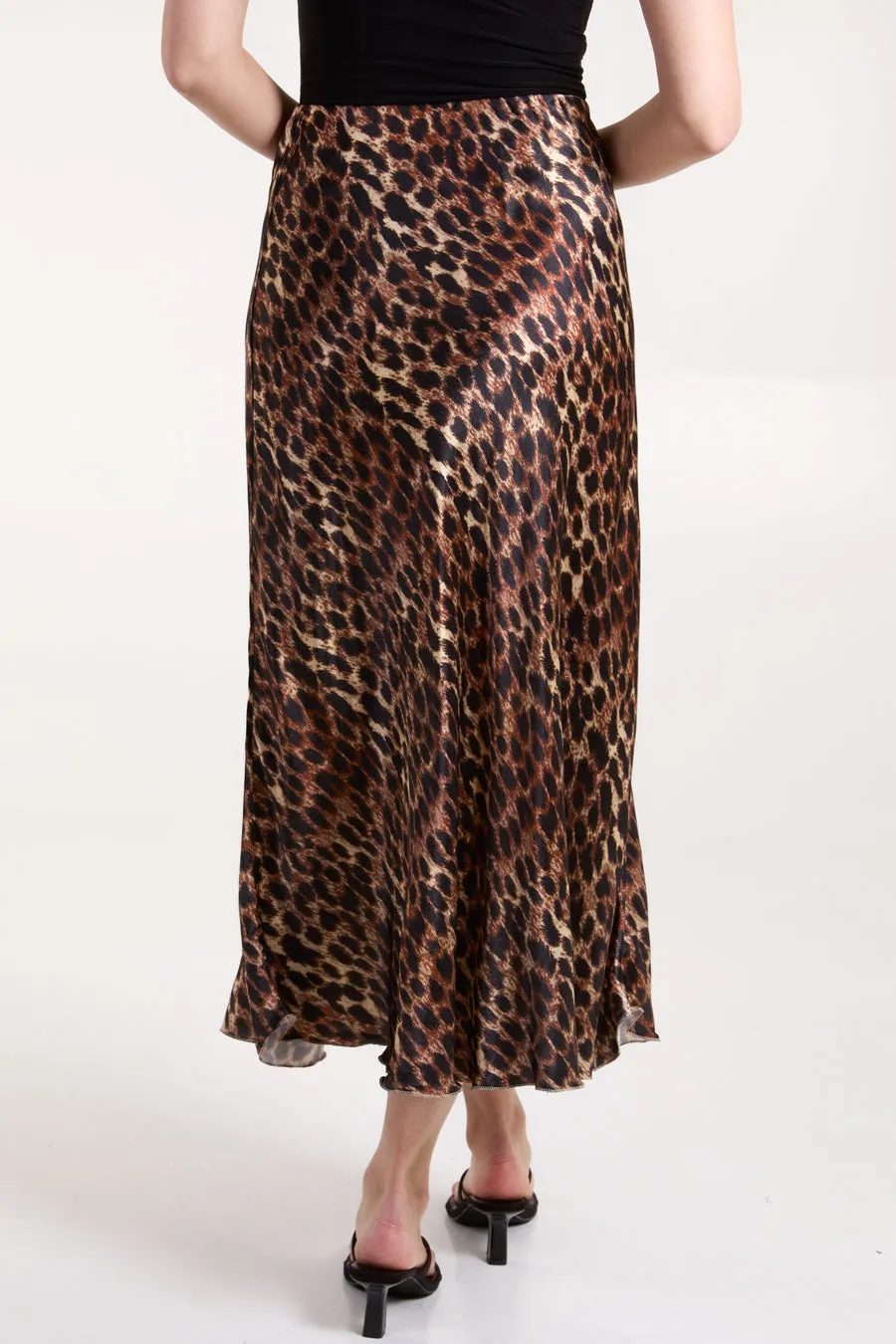 Cheetah Print Bias Cut Satin Skirt