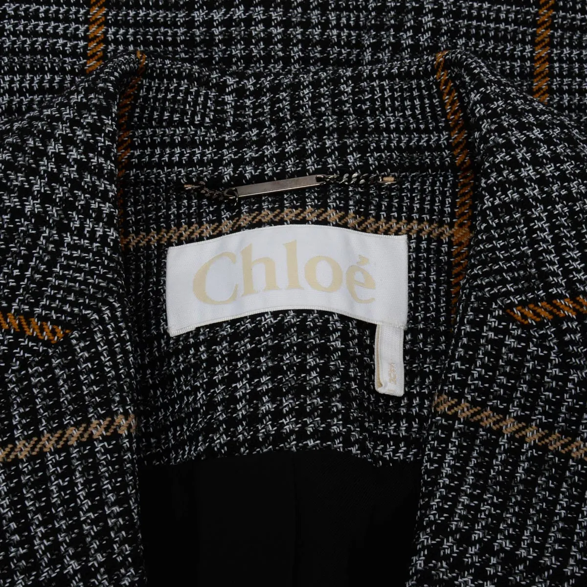 Chloe Grey Wool Blend Window Pane Check Coat