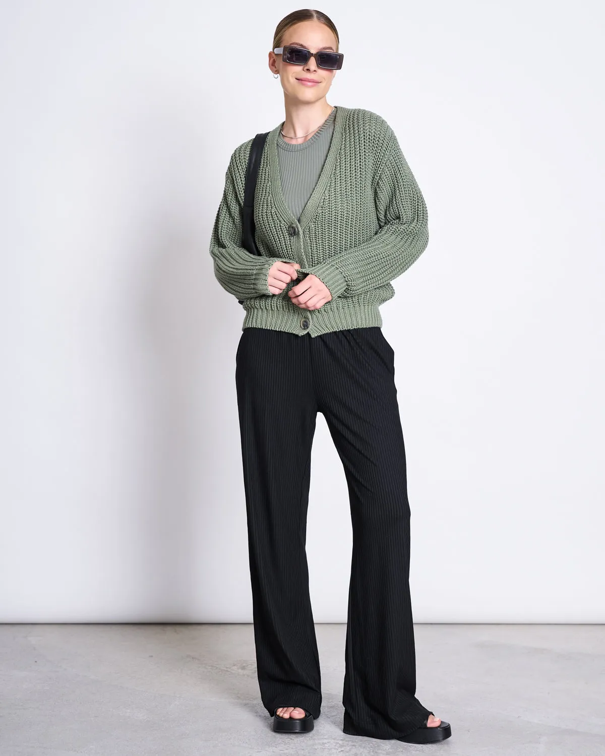 CHUNKY CARDIGAN LENA SEA SPRAY GOTS