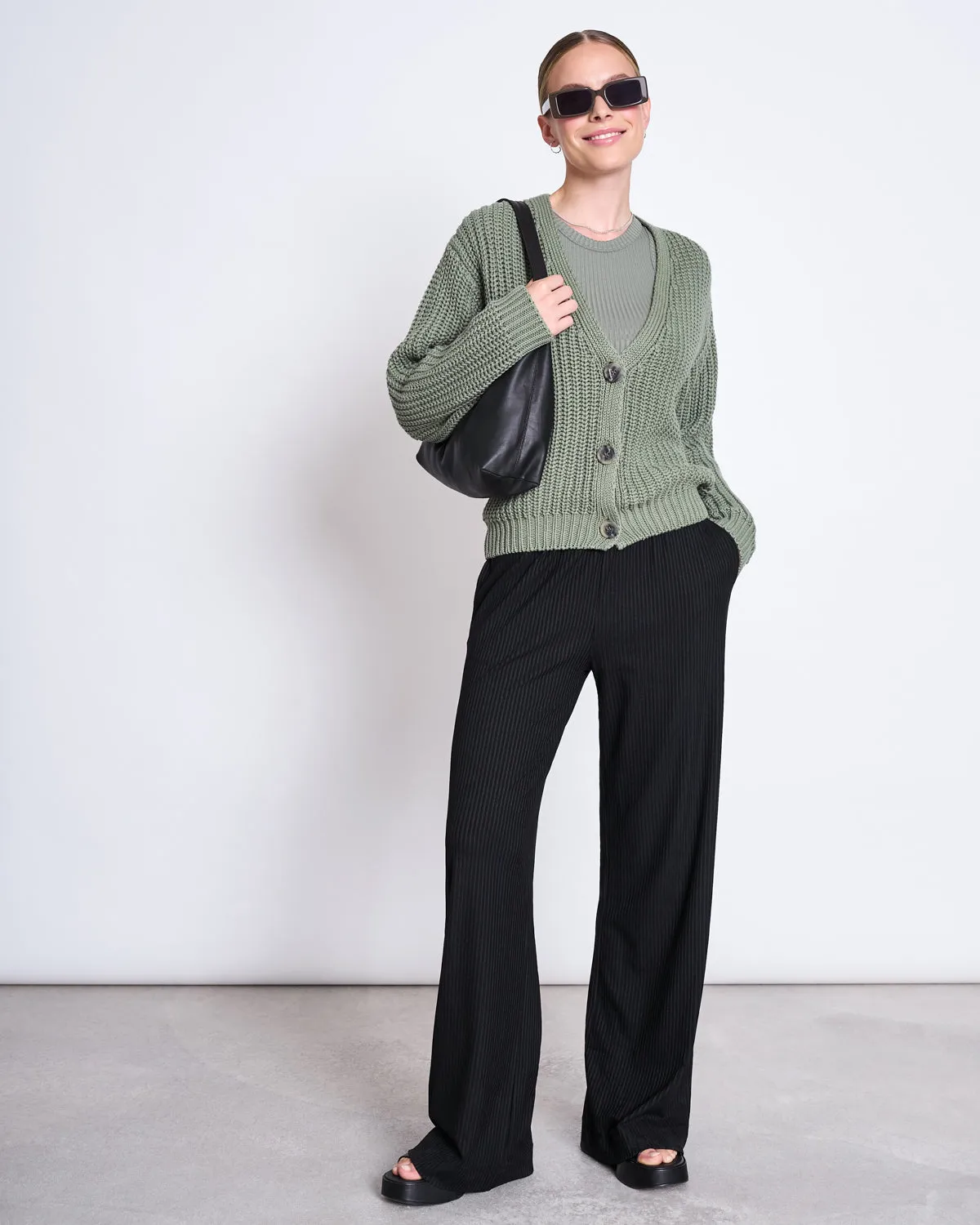 CHUNKY CARDIGAN LENA SEA SPRAY GOTS