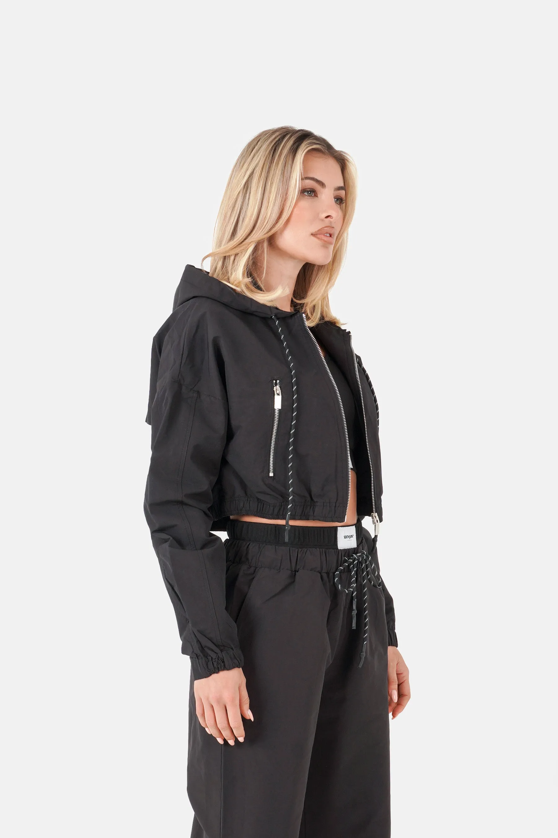 Cropped nylon Jacket 34110-BLAC