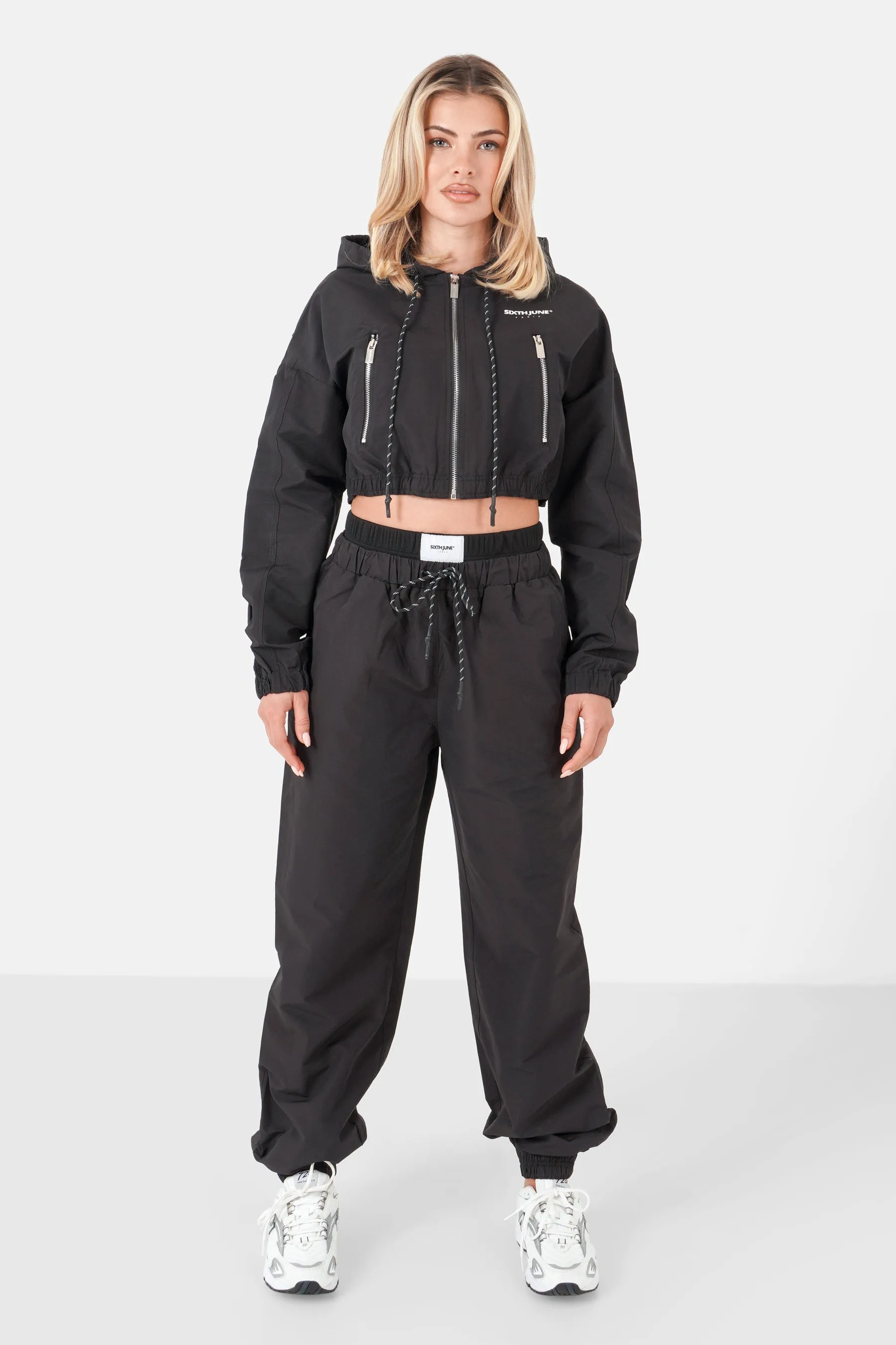 Cropped nylon Jacket 34110-BLAC