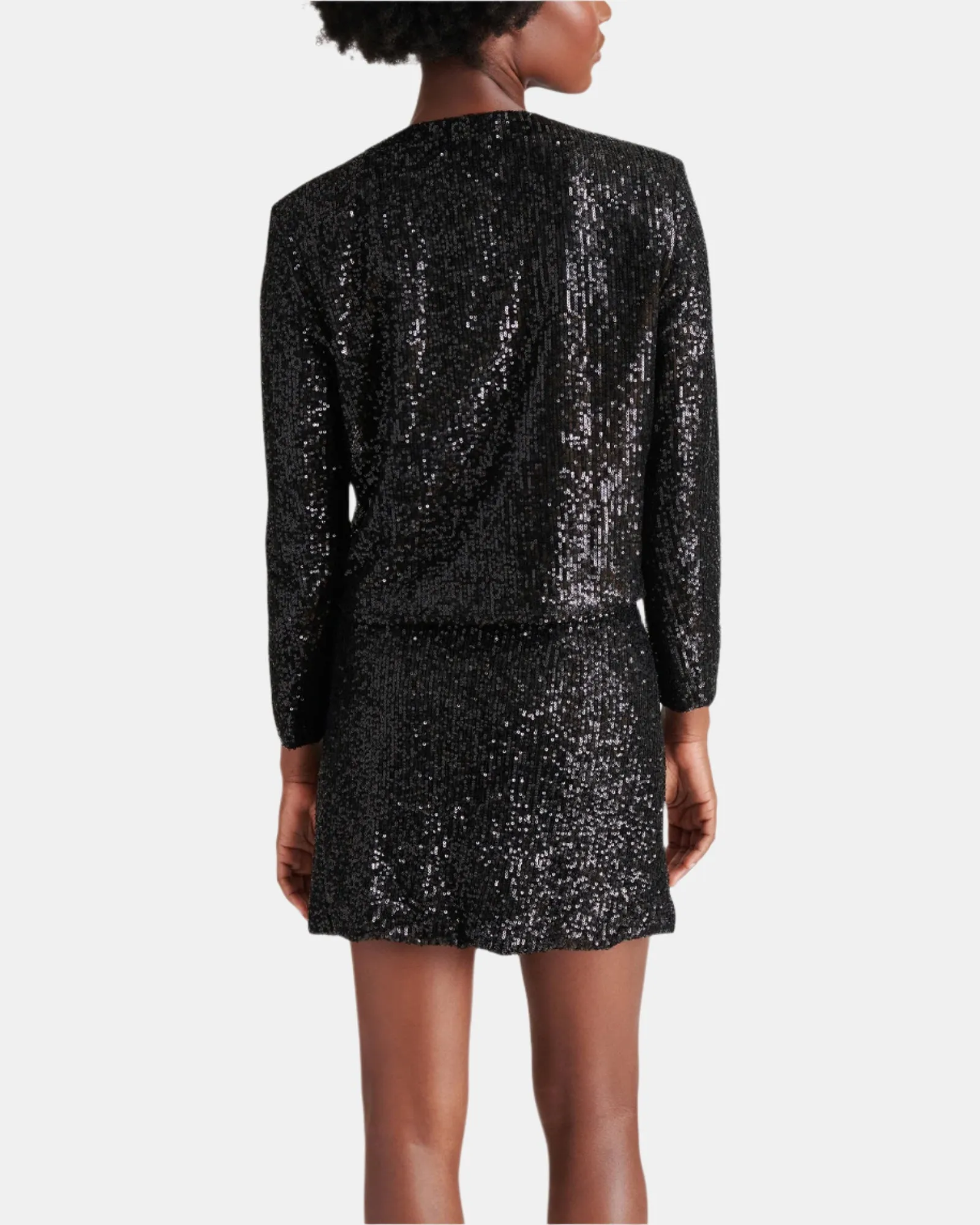 CROPPED SEQUIN JACKET BLACK