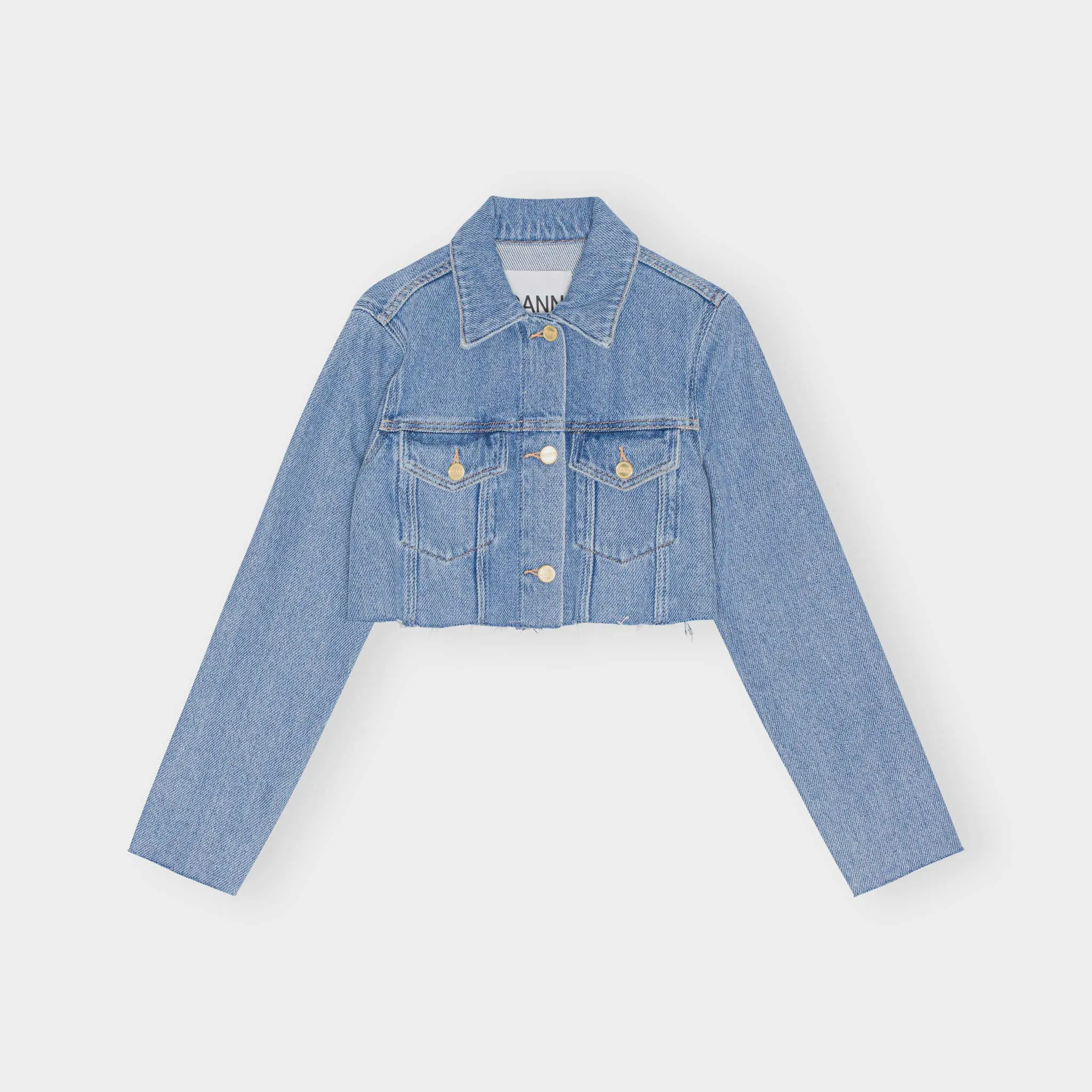 Cropped Trucker Jacket - Light Blue Stone