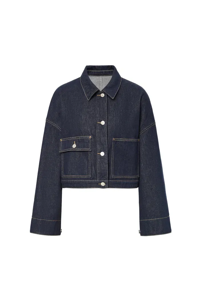 Dylan Oversized Sleeve Jacket in Raw Cotton Denim