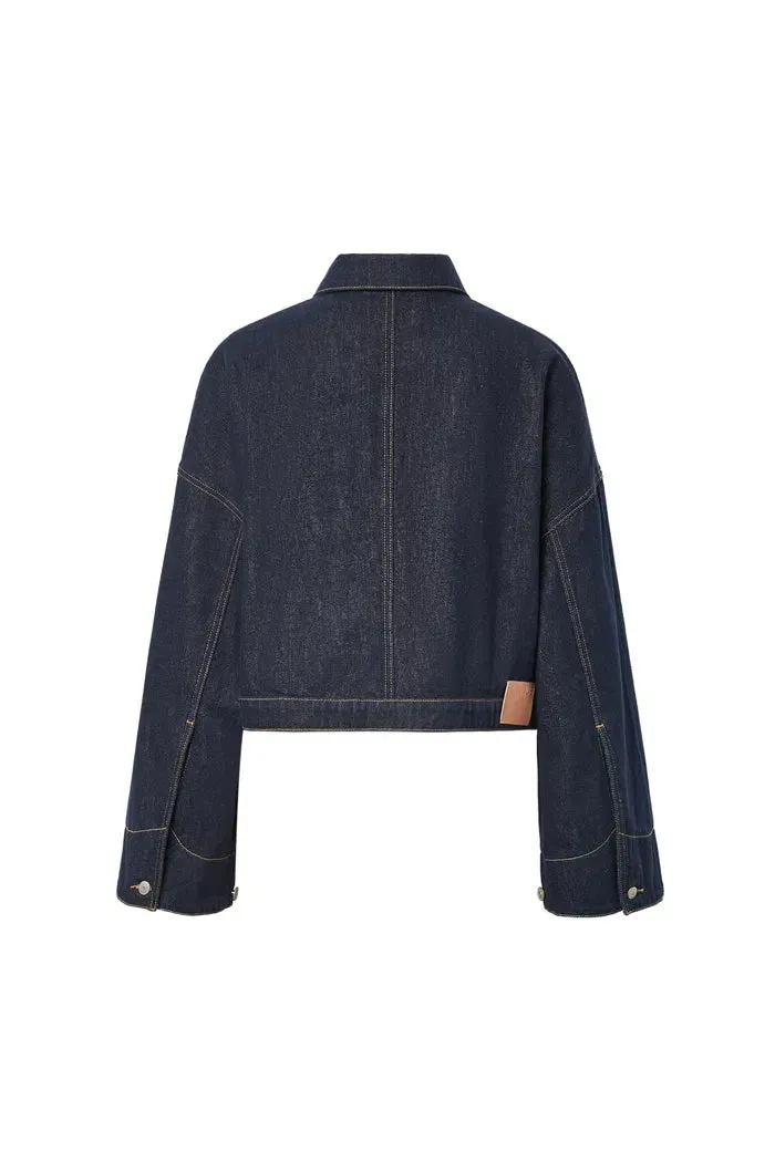 Dylan Oversized Sleeve Jacket in Raw Cotton Denim