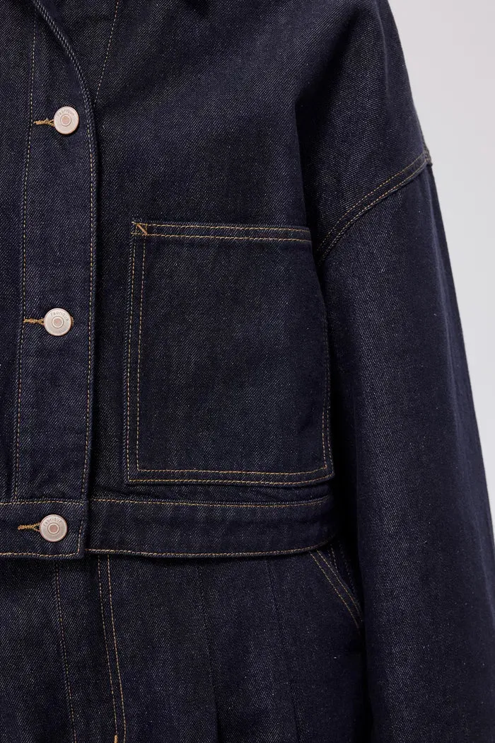 Dylan Oversized Sleeve Jacket in Raw Cotton Denim
