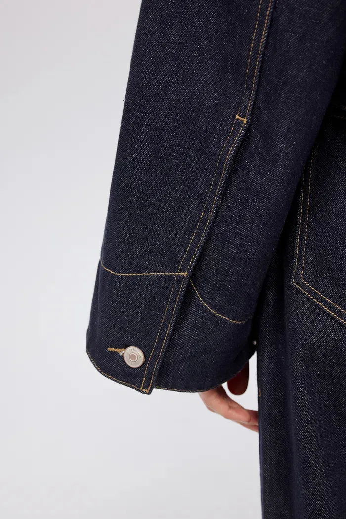 Dylan Oversized Sleeve Jacket in Raw Cotton Denim