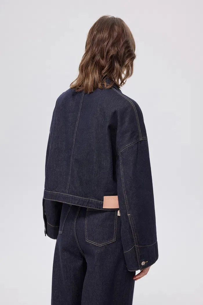Dylan Oversized Sleeve Jacket in Raw Cotton Denim