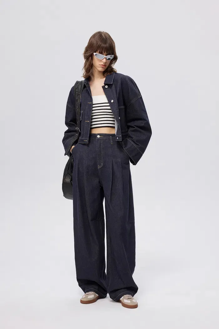 Dylan Oversized Sleeve Jacket in Raw Cotton Denim
