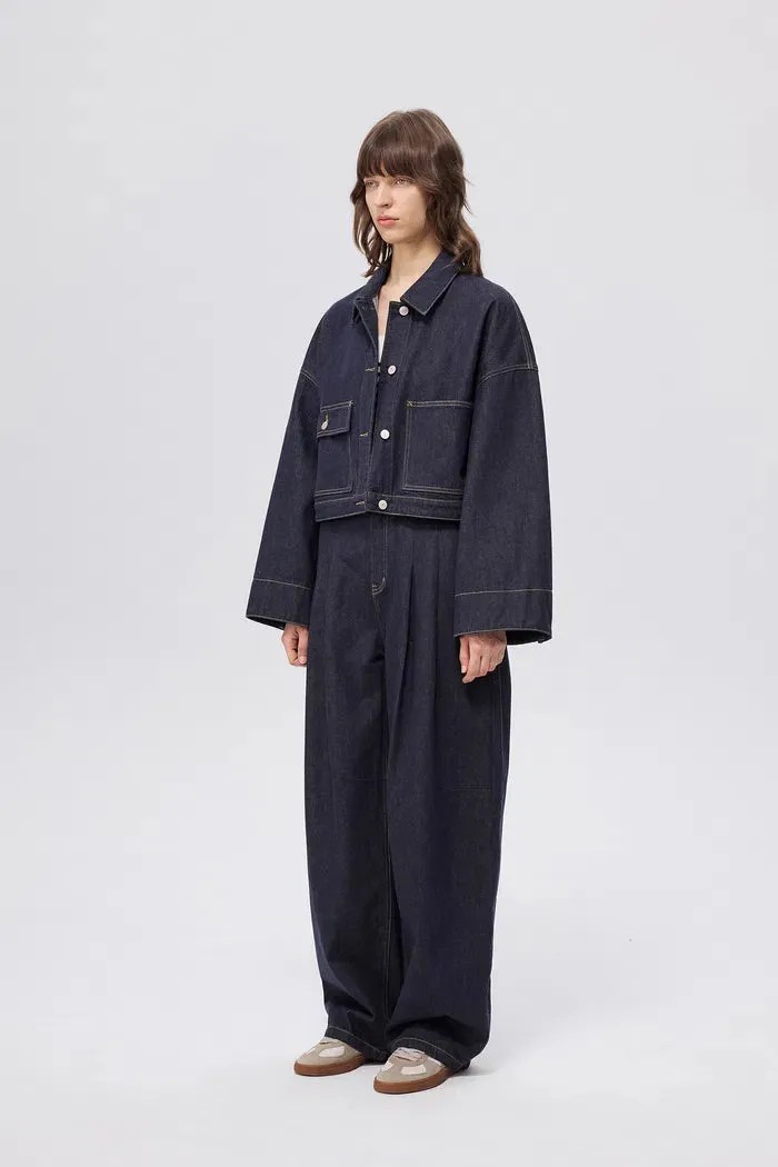 Dylan Oversized Sleeve Jacket in Raw Cotton Denim