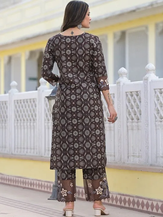 Ethnic Motifs Printed Regular Pure Cotton Kurta with Trouser & Dupatta