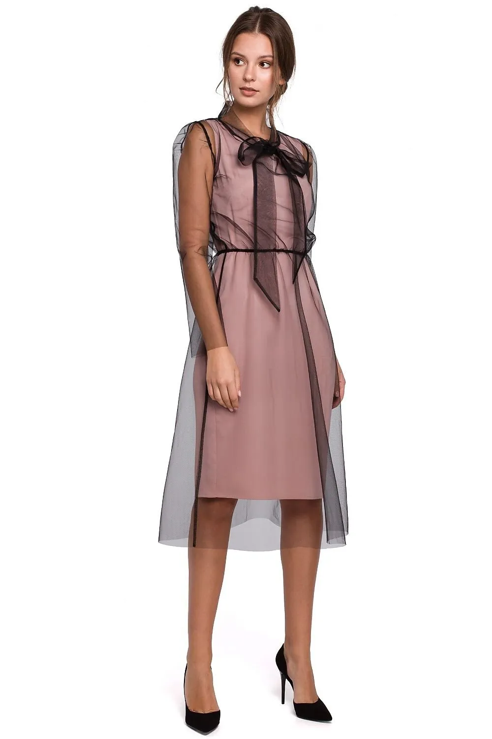 Exceptional fancy collar tulle cocktail dress
