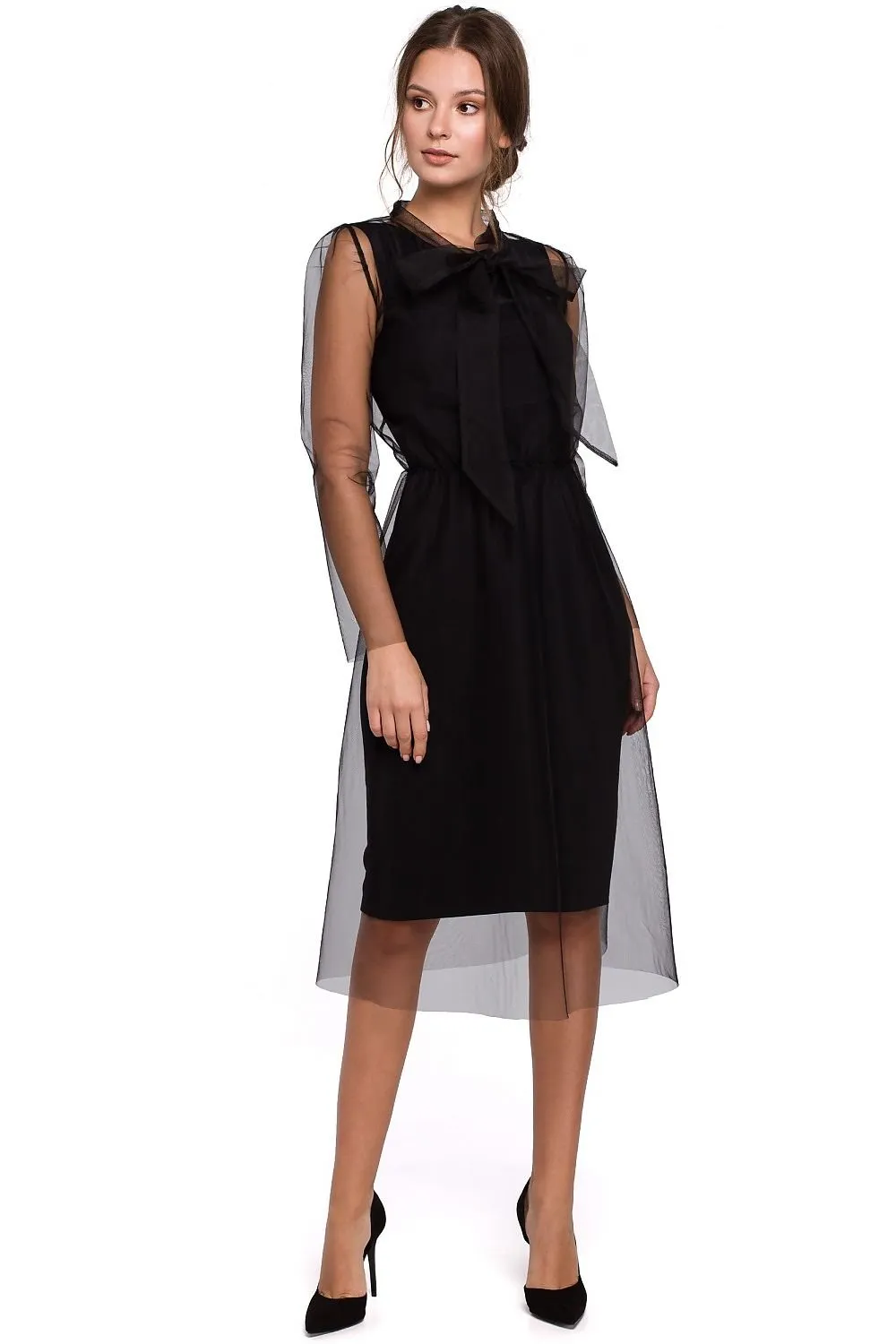 Exceptional fancy collar tulle cocktail dress