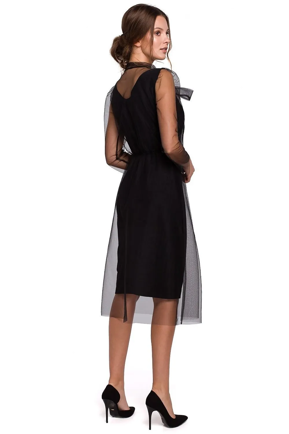 Exceptional fancy collar tulle cocktail dress
