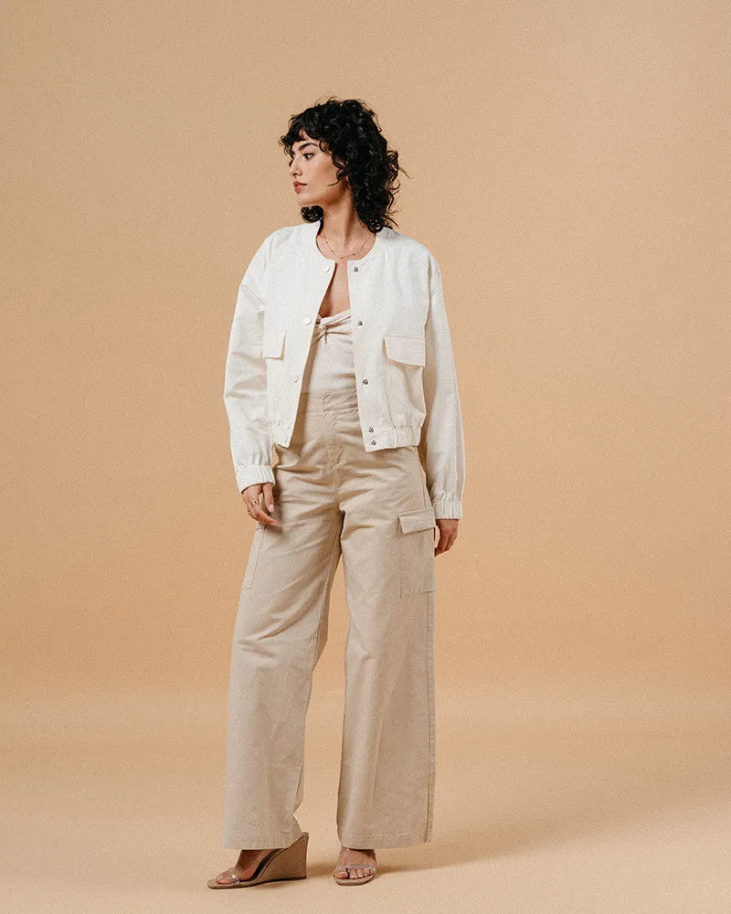 Grace & Mila Mateo Wide Leg Cargo Pants - Beige