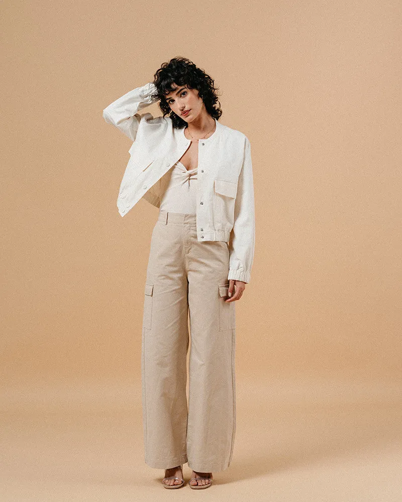 Grace & Mila Mateo Wide Leg Cargo Pants - Beige