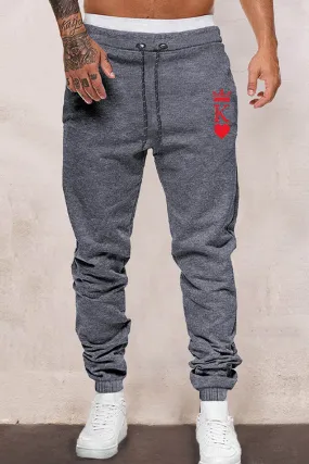 Gray Crown K Heart Graphic Men Sweatpants