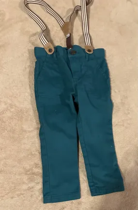 Green dress pants W suspenders - size Kids Clothing:     24 Mos & 2 & 2T