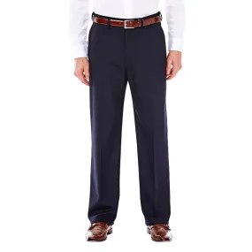 Haggar Mens Classic fit Dress Pants 38 / 32 Navy Blue Solid Stretch