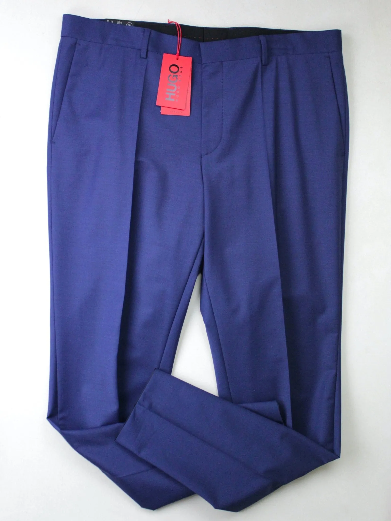 Hugo Boss Mens Slim fit Dress Pants 34 / 33.5 Blue Solid Stretch