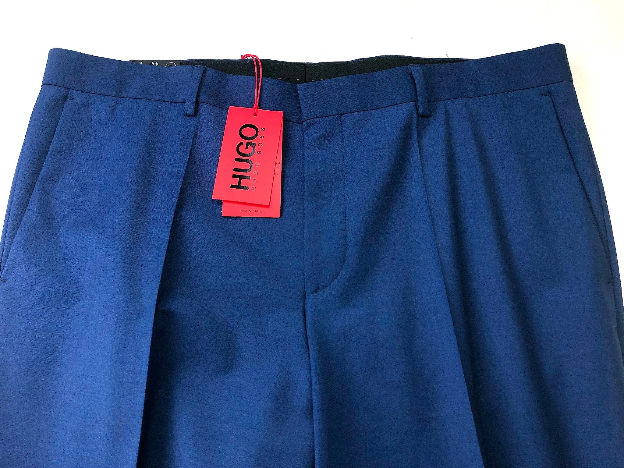 Hugo Boss Mens Slim fit Dress Pants 34 / 33.5 Blue Solid Stretch