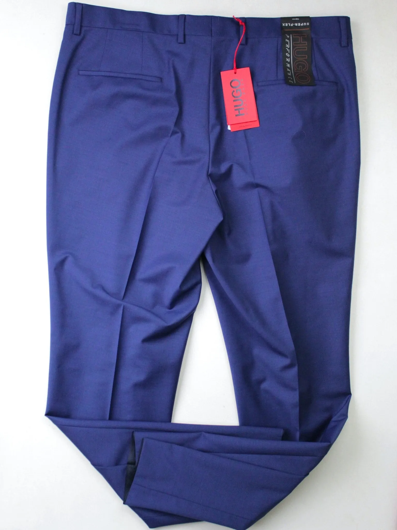 Hugo Boss Mens Slim fit Dress Pants 34 / 33.5 Blue Solid Stretch